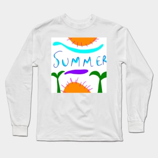 summer time beach background Long Sleeve T-Shirt